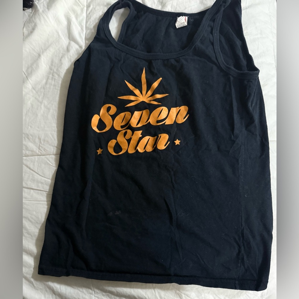 Seven star orange and black tank top